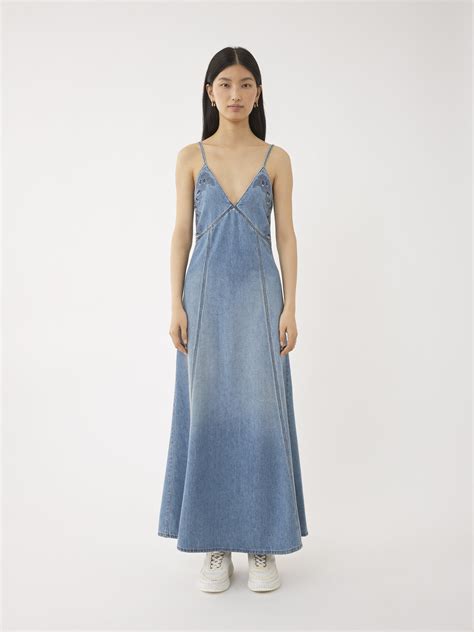 chloe long dress|chloe denim dress.